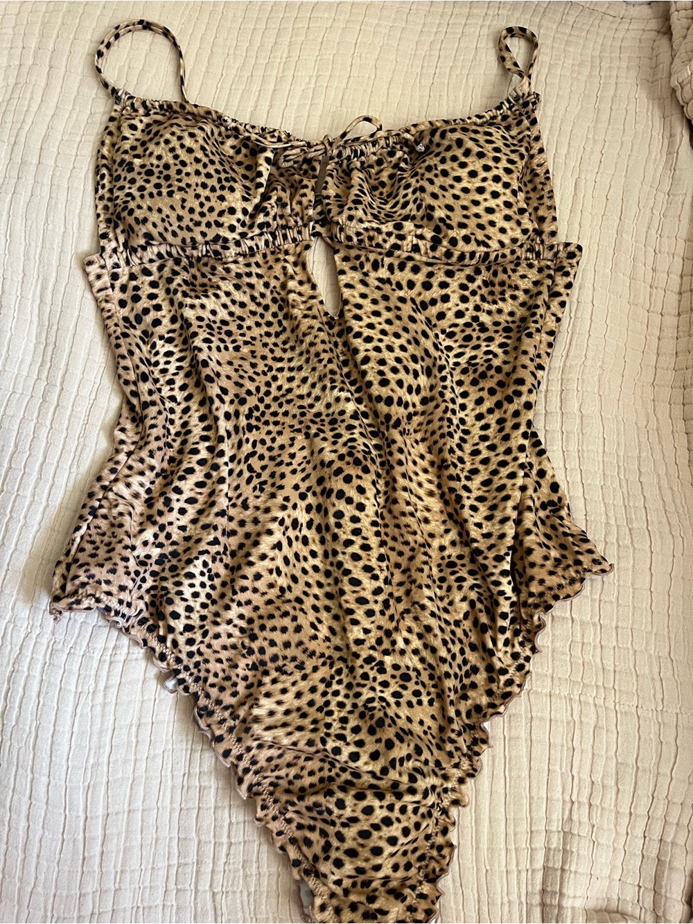 Leopard Print Women's Swimwear - Tan/Black
